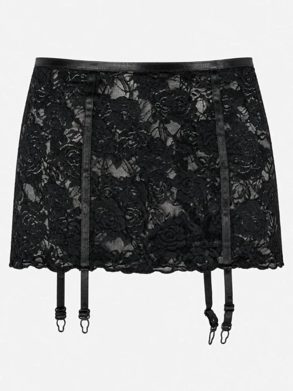 Starline Lace Garter Belt Black Floral Lace S/M